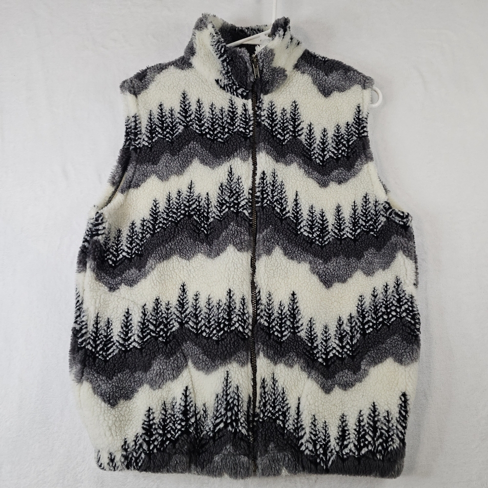 Sherpa Sweater Vest Turtleneck Full Zip Size Small Universal Sport Pine Tree